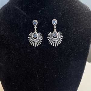 Elegant Silver and Blue Drop Earrings